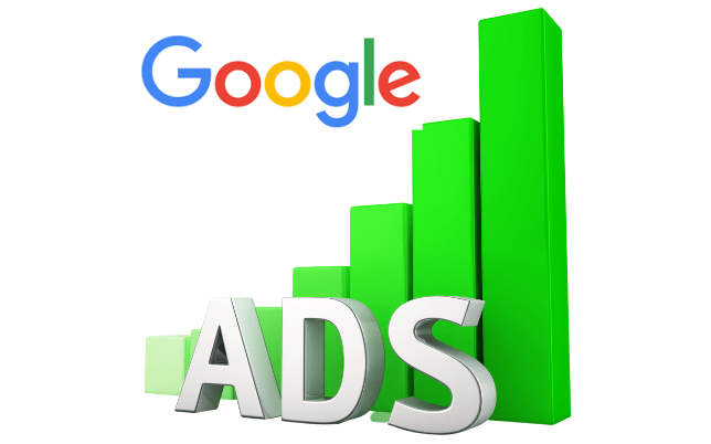 Google ads žalia diagrama kylanti į viršų