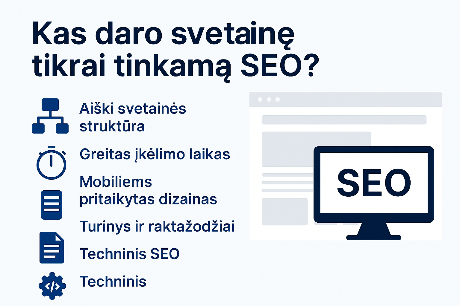 tinkama svetainė SEO