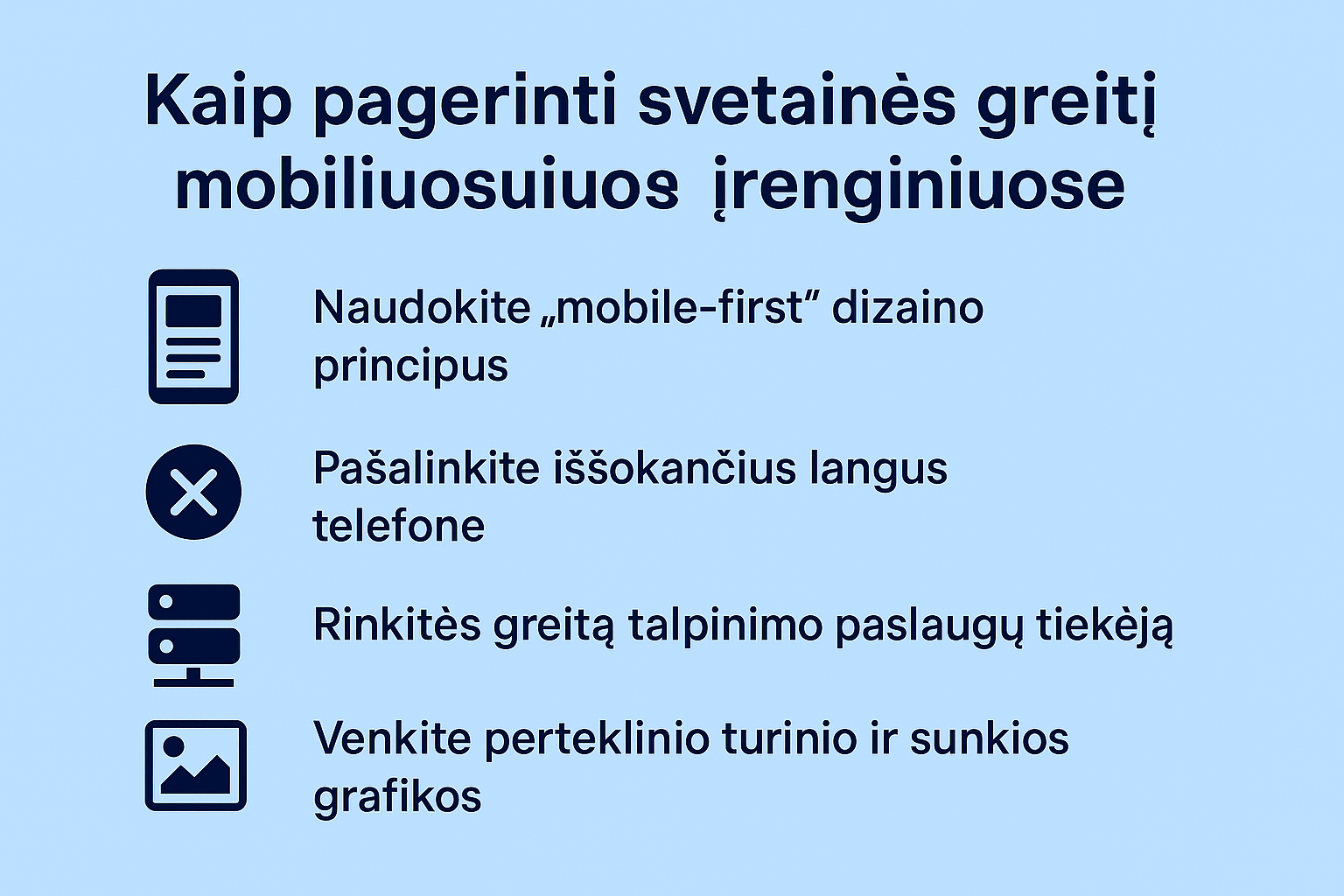 svetainės greitis telefone