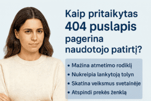 Kaip pritaikytas 404 puslapis pagerina naudotojo patirtį – patarimai ir nauda verslo svetainei