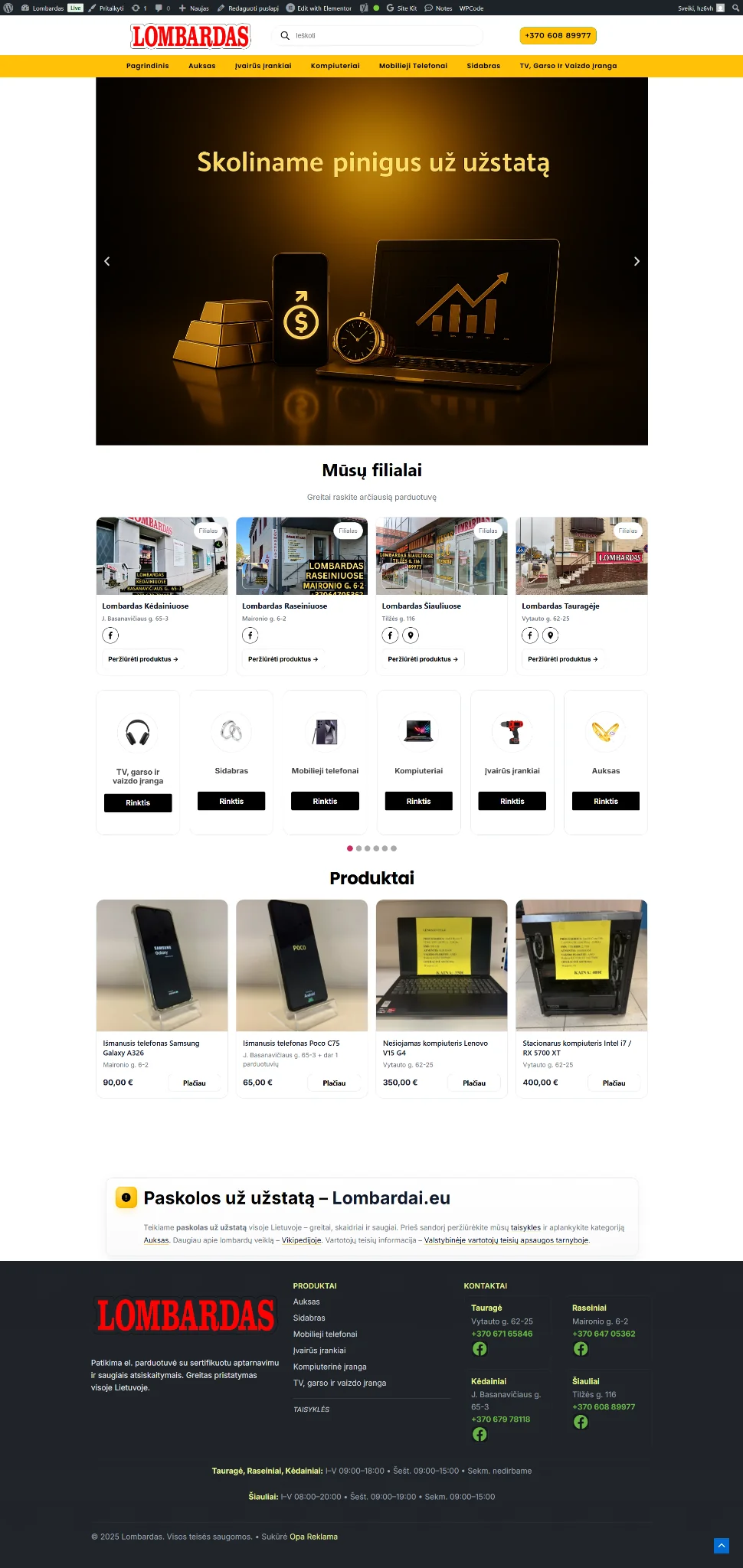Lombardai.eu – Skolinkitės saugiai už užstatą- atliktas projektas