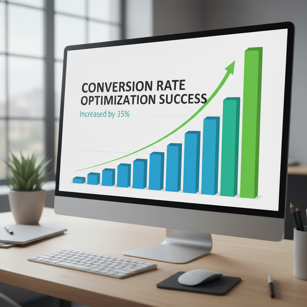 Konversijų augimą rodančios diagramos ekranas