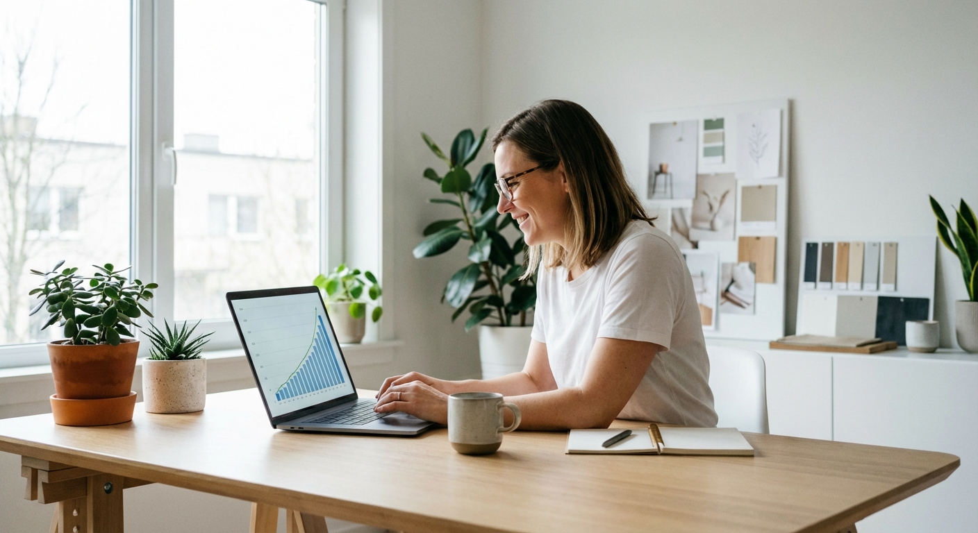 Internetinės parduotuvės savininkas analizuoja augančius pardavimus