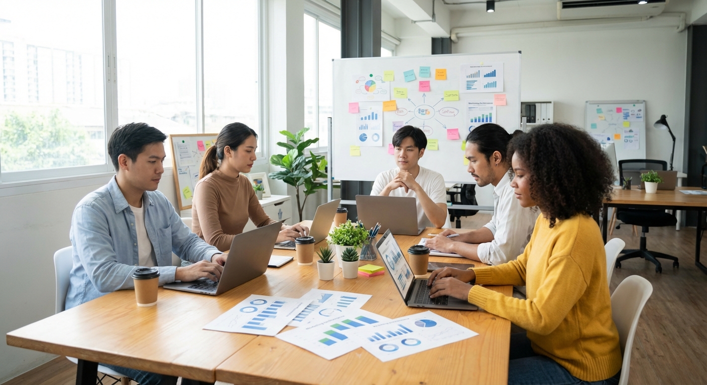 Marketingo specialistai kuria skaitmeninės reklamos strategijas