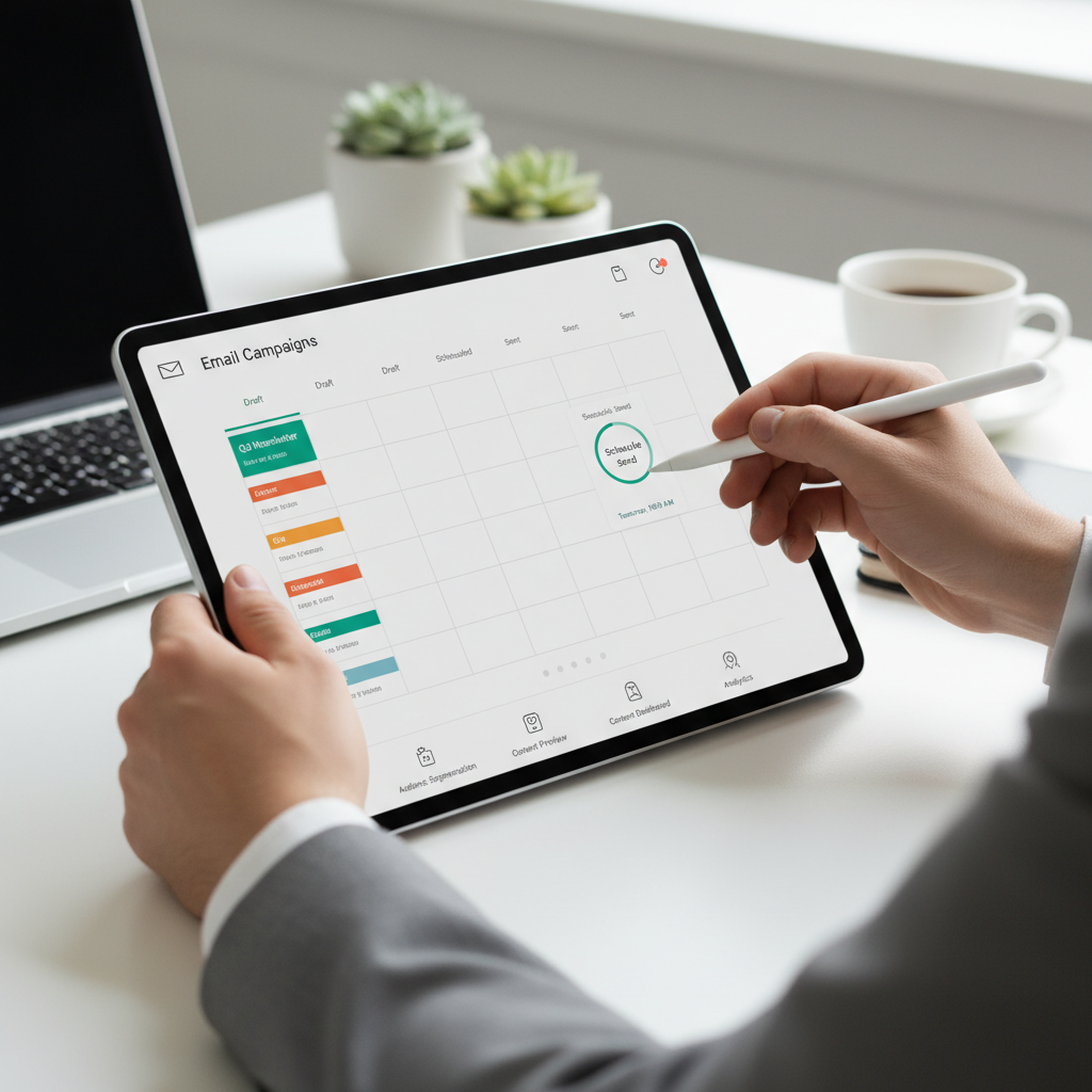 Automatizuotas el. laiškų siuntimo procesas planšetėje