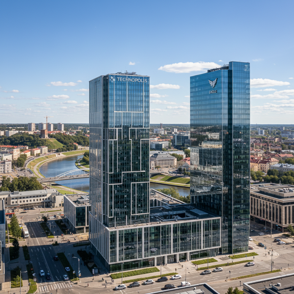 Vilniaus miesto verslo rajonas pabrėžiantis Lietuvos rinkos galimybes