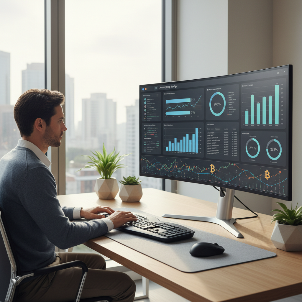Google Ads biudžeto valdymas – biure peržiūrimi finansiniai duomenys ir grafikai