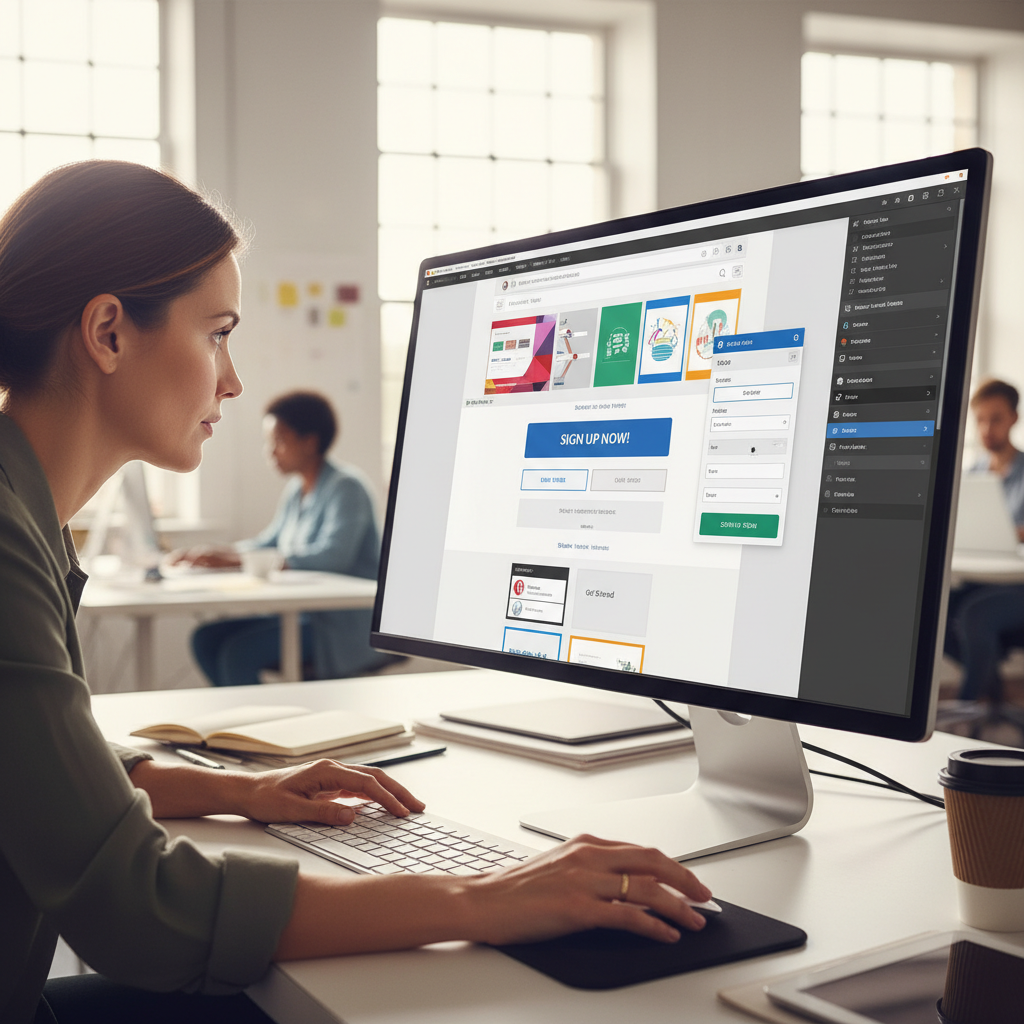 Dizaineris dirba su raginimo veikti (CTA) elementais svetainėje