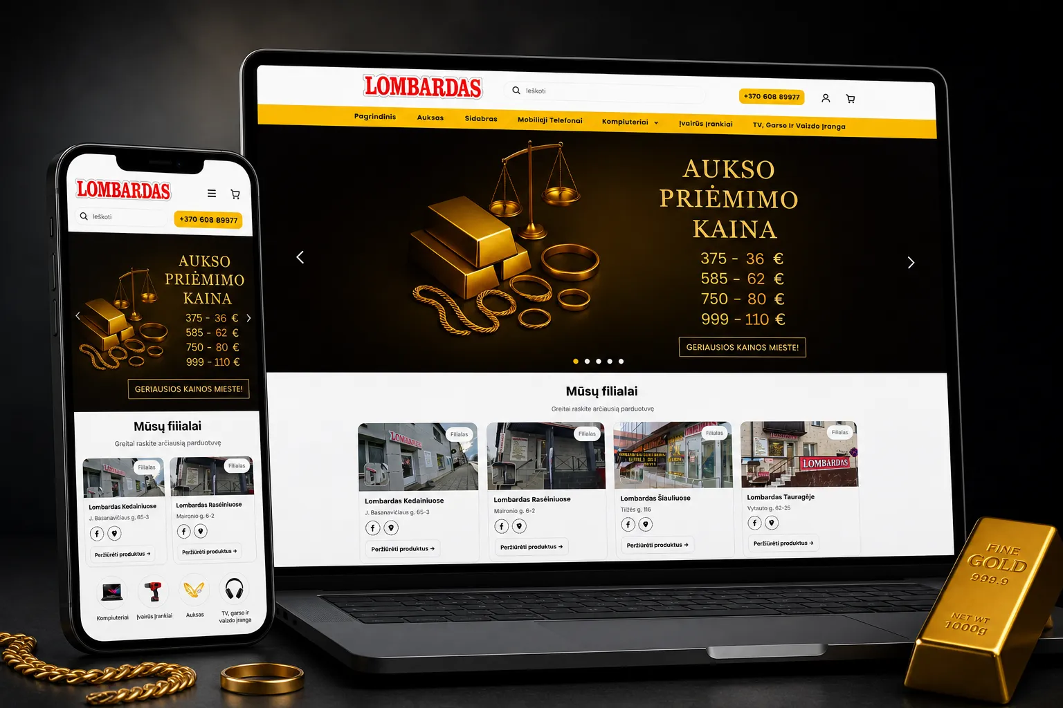 Lombardų tinklo e-parduotuvė ir sistema
