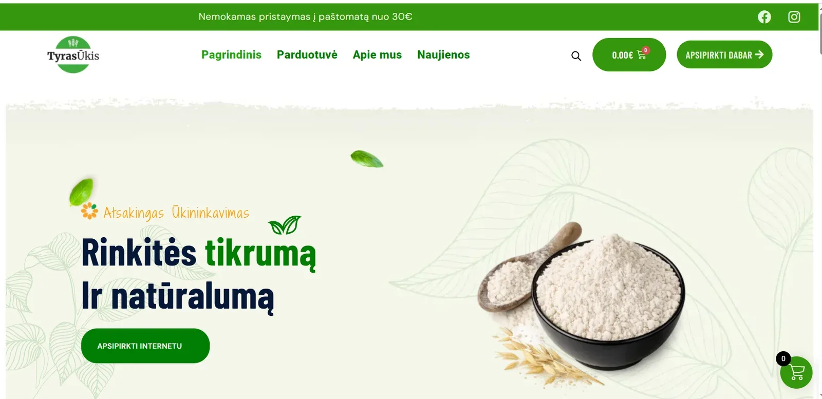 TyrasŪkis e-parduotuvės prekių puslapis
