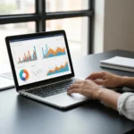 Google Ads konversijų stebėjimas darbo vietoje su atvertais analizės grafika