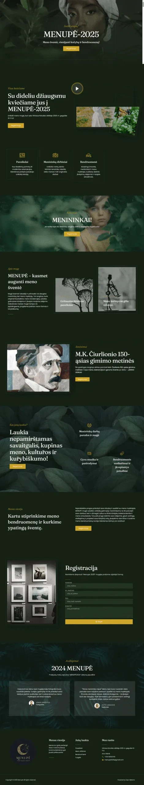 Menupe.lt svetainės kūrimas – menininkų darbų ir galerijos pristatymas