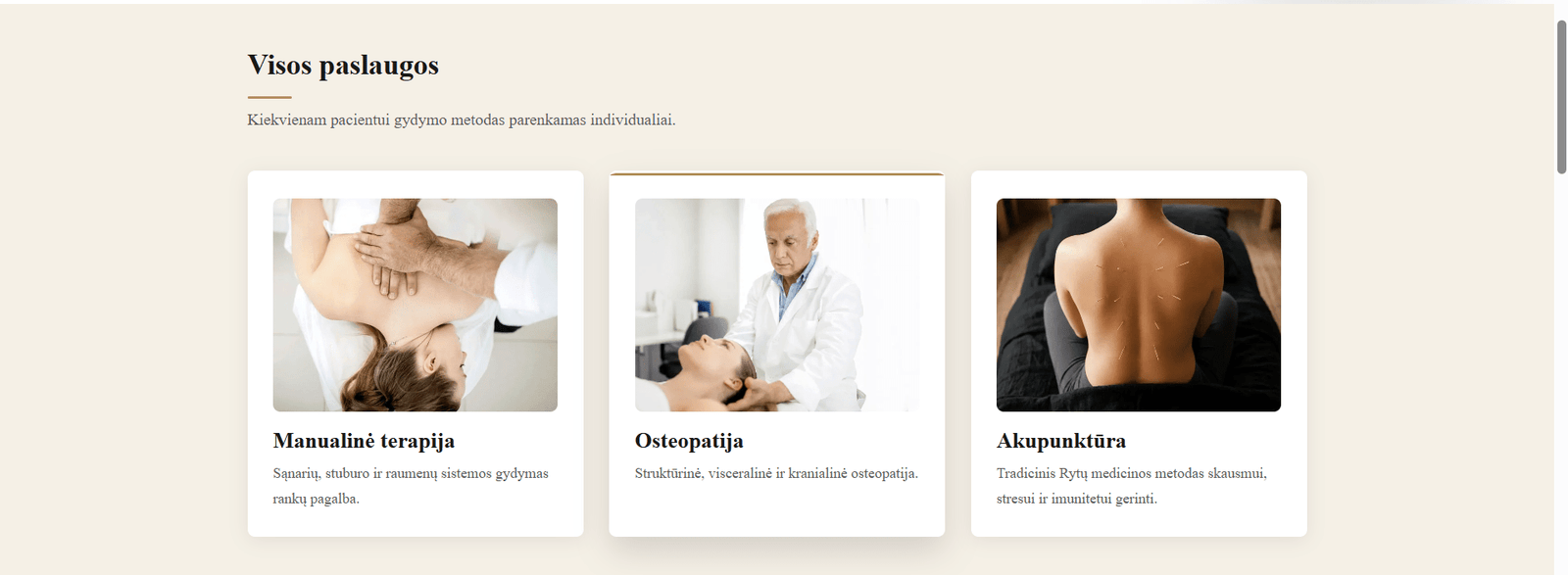 GIA Klinikos paslaugų - manualinė terapija, osteopatija, akupunktūra - sekcija