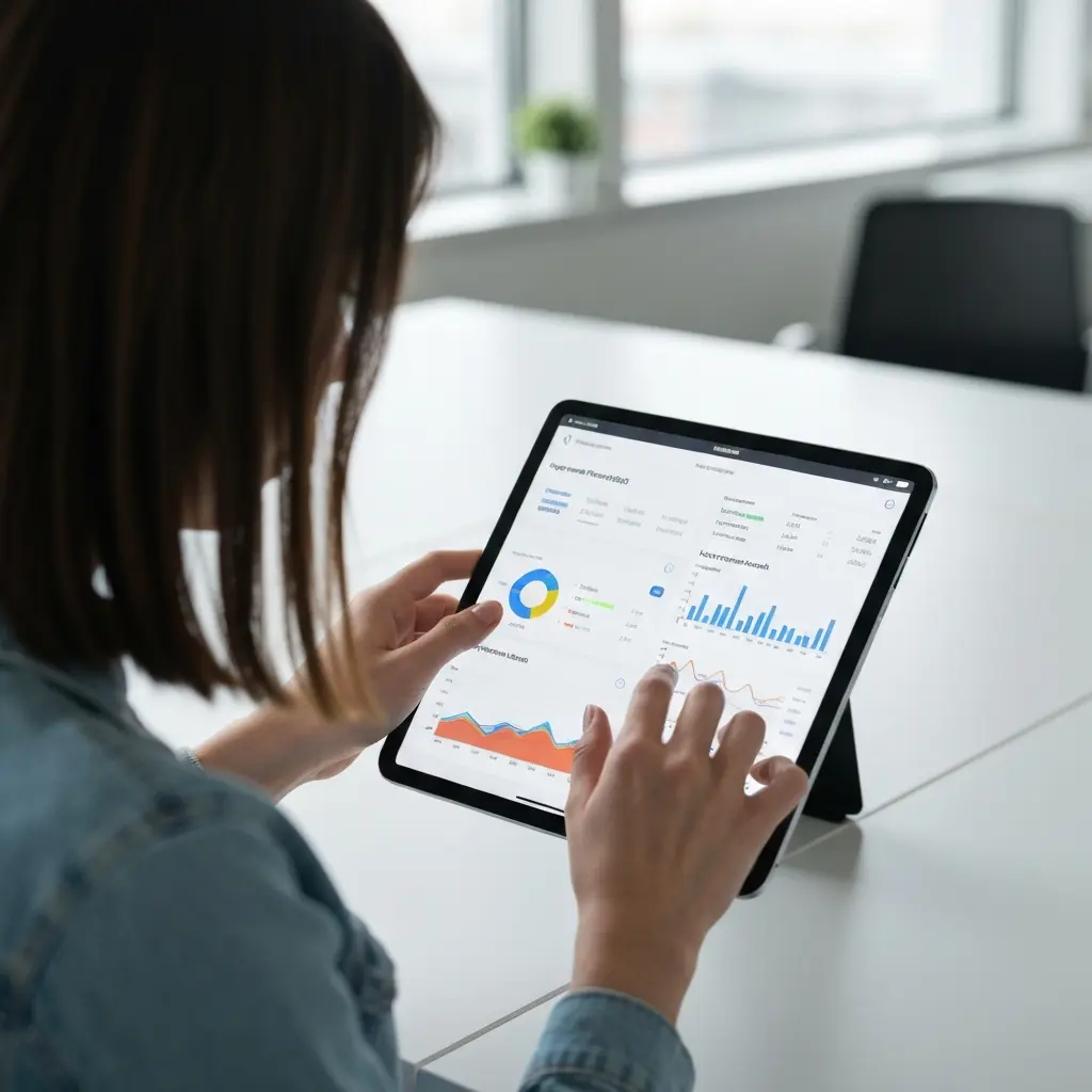 Raktinių žodžių analizė YouTube platformoje – planšetės ekrane rodoma analizė