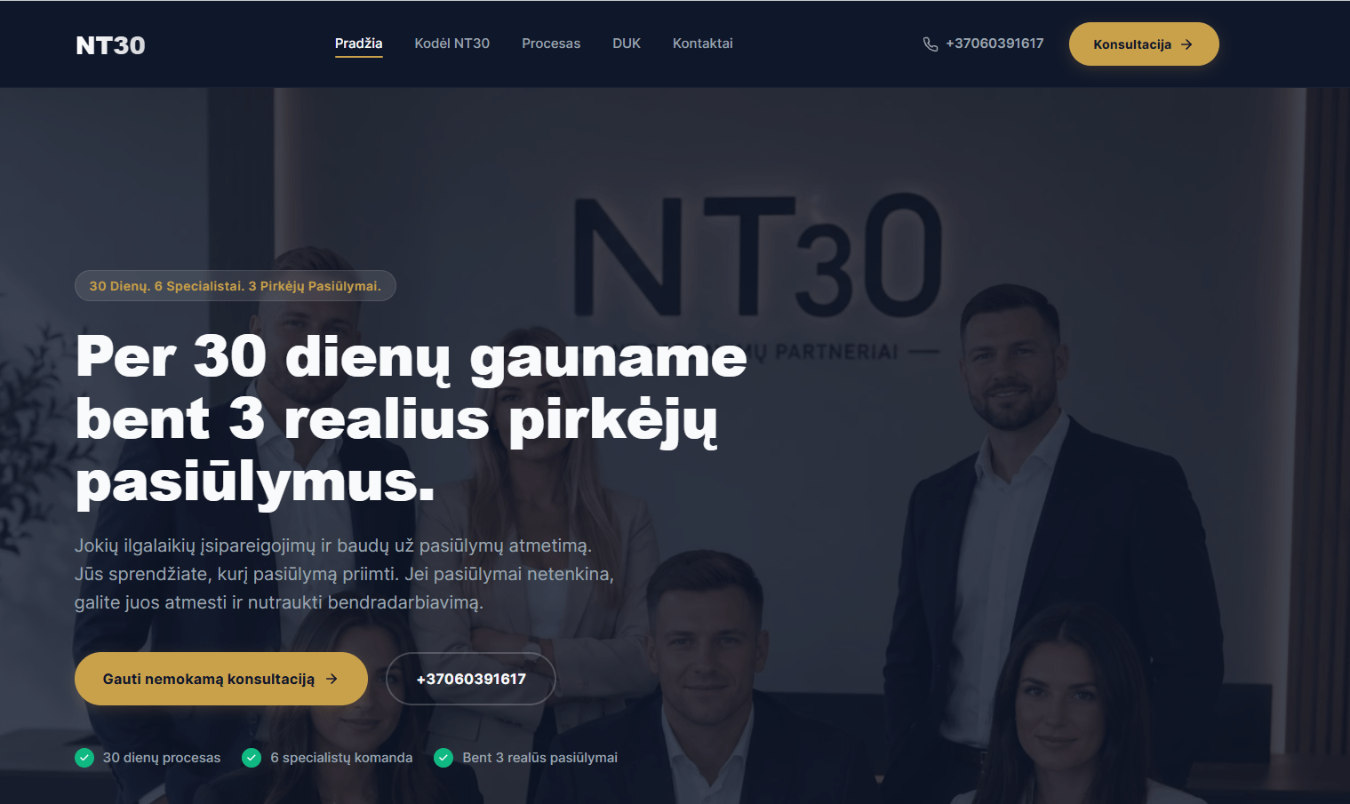 NT30 nekilnojamojo turto agentūros svetainės kūrimas