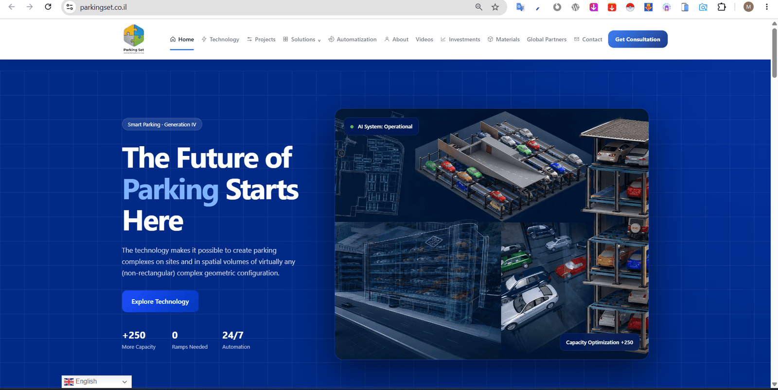 Parking Set B2B automatinės parkavimo technologijos svetainės kūrimas