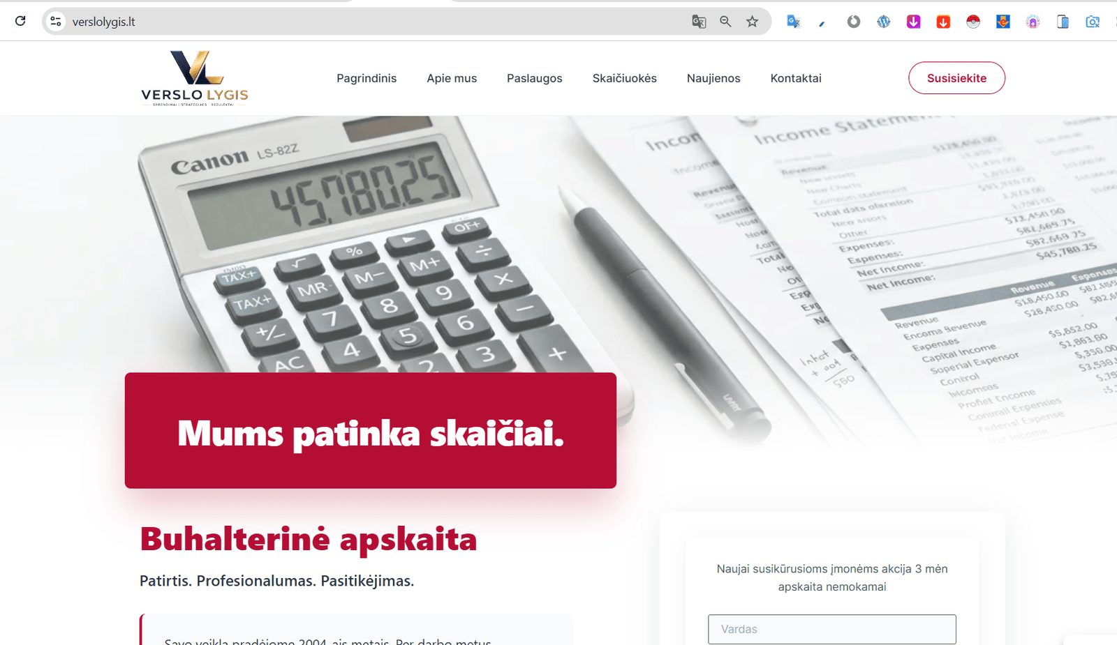 Verslo Lygis buhalterinės apskaitos svetainės kūrimas